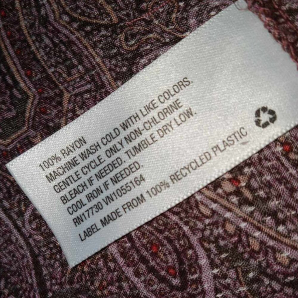 A New Day Burgundy Wine Paisley Long Sleeve Tiered Midi Dress XXL NWOT - Picture 5 of 5